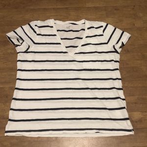 Madewell V-Neck Striped Pocket T-Shirt Size XL